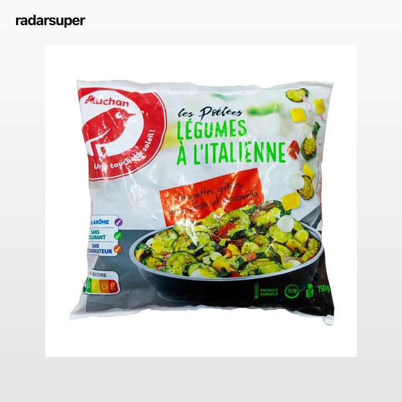 Producto Alcampo Mezcla de verduras y hortalizas con salsa pesto y Mozzarella 750 g.