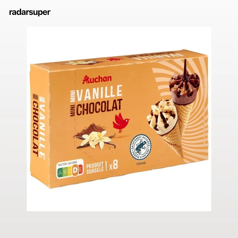 PRODUCTO ALCAMPO Mini conos de helado de vainilla (4) y helado de chocolate (4) 8 x 70 ml.