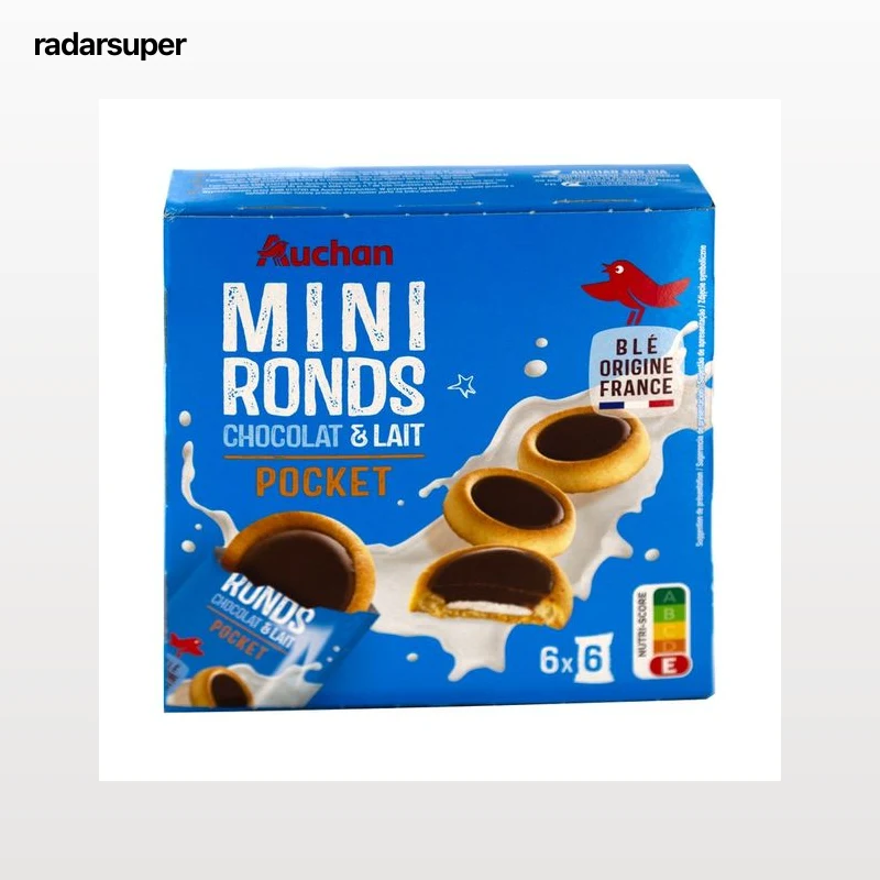 PRODUCTO ALCAMPO Minitartaletas (galletas) rellenas de leche con cobertura de chocolate con leche 225 g.