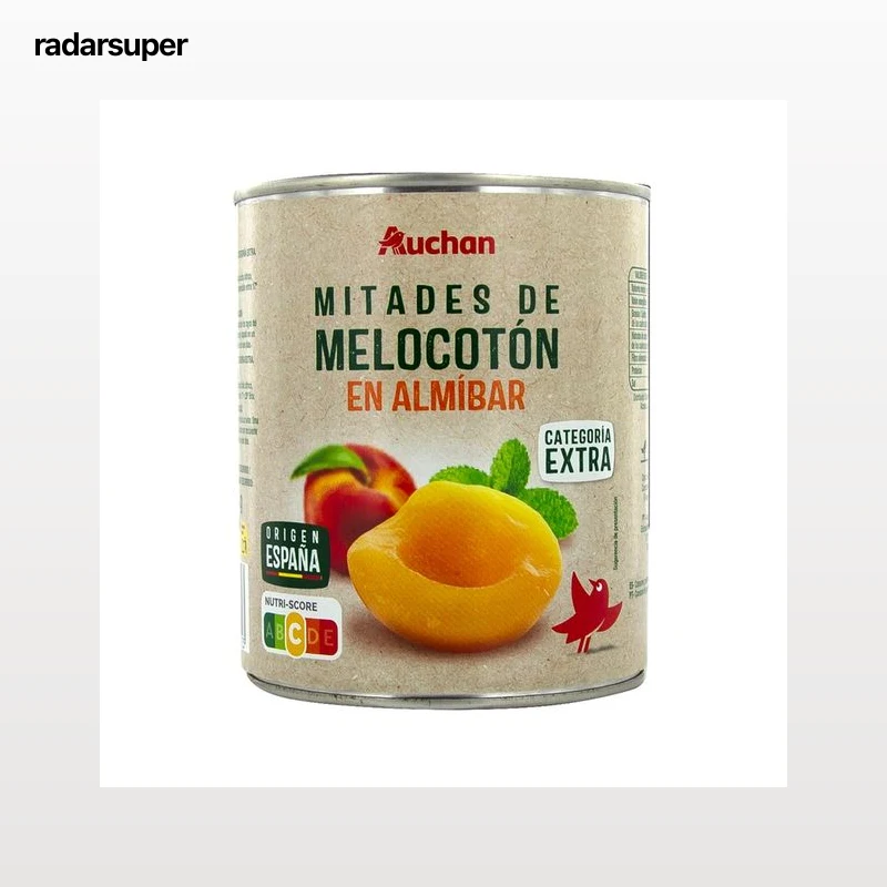 PRODUCTO ALCAMPO Mitades de melocotón extra en almíbar 480 g.