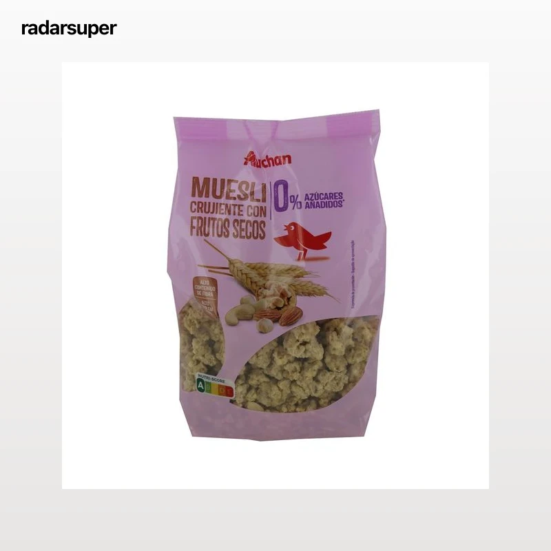PRODUCTO ALCAMPO Muesli crujiente con frutos secos sin azúcares añadidos 500 g.