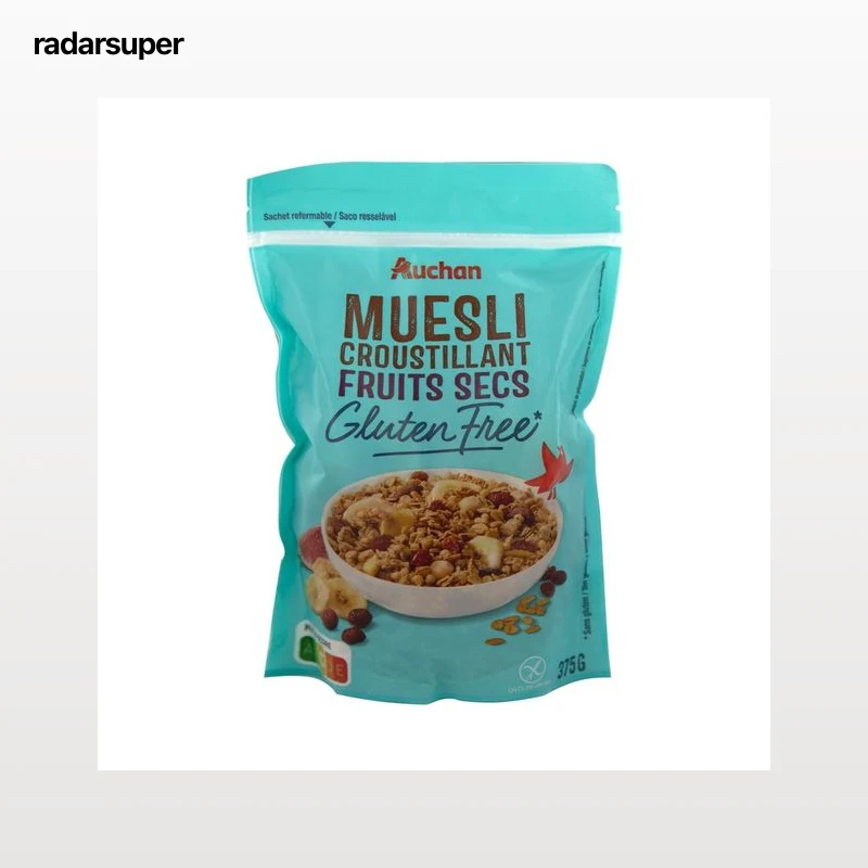 PRODUCTO ALCAMPO Muesli crujiente, sin gluten, con frutos secos 375 g.