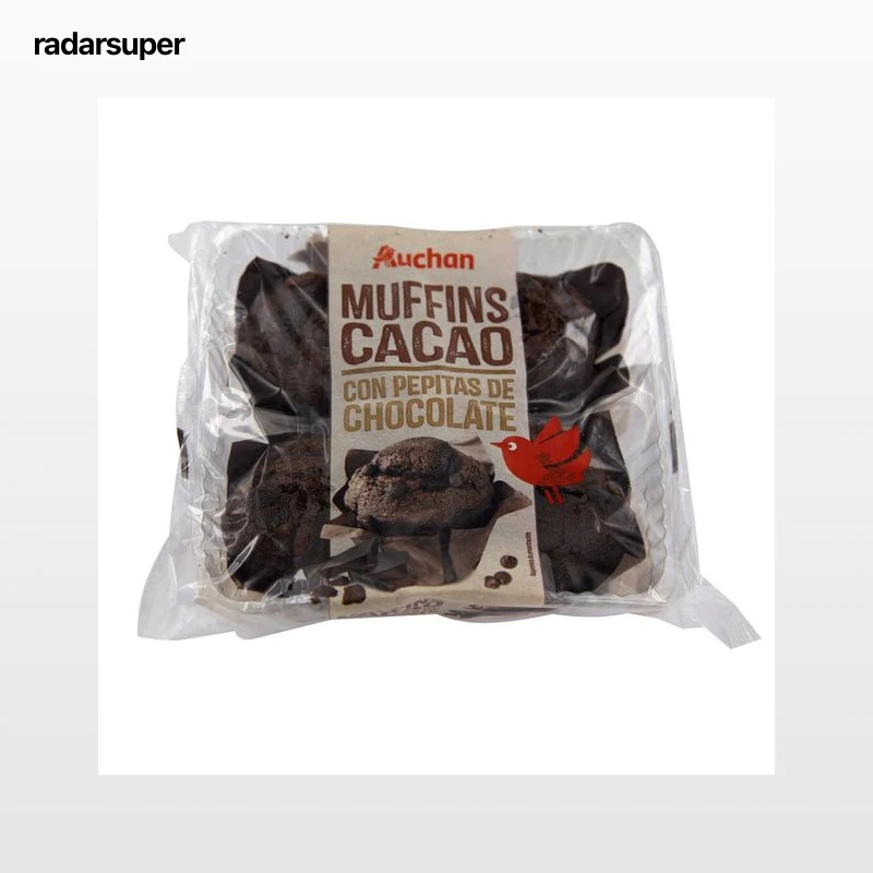 PRODUCTO ALCAMPO Muffins de cacao con pepitas de chocolate 4 x 75 g.