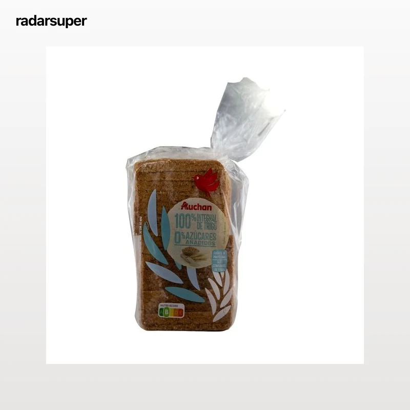 PRODUCTO ALCAMPO Pan de molde 100% integral de trigo, 0 % azúcares añadidos 460 g.