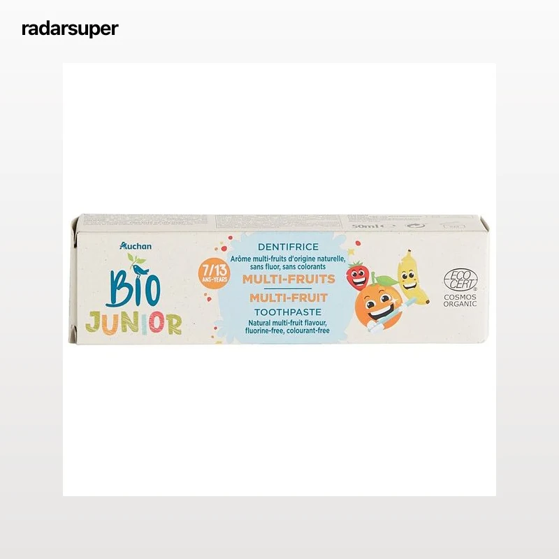 PRODUCTO ALCAMPO Pasta de dientes ecológica con aroma a multifruta, para niños de 7 a 13 años PRODUCTO ALCAMPO Bio 50 ml.