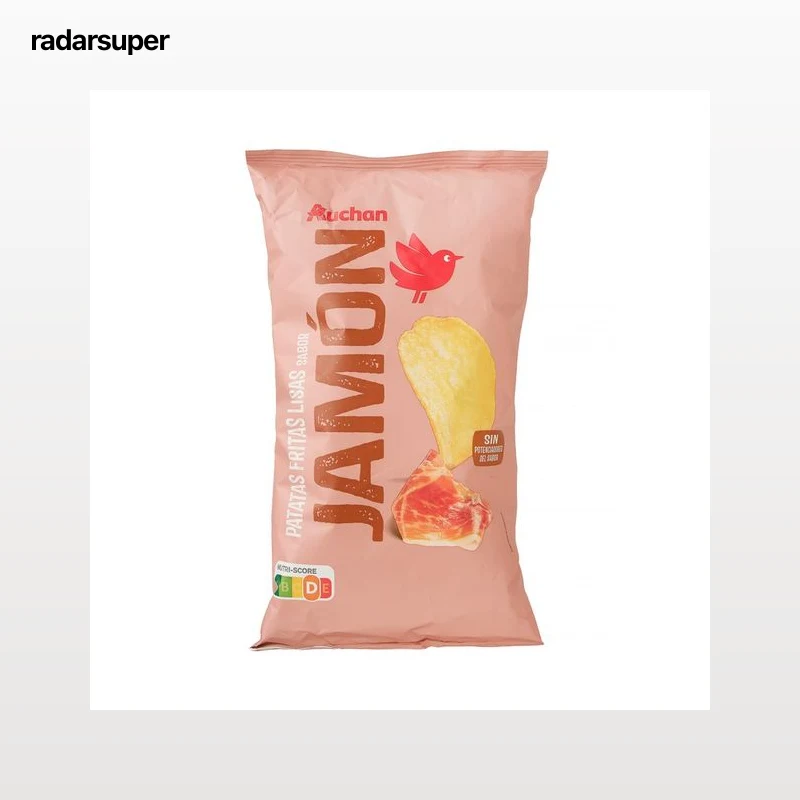 PRODUCTO ALCAMPO Patatas fritas lisas con sabor a jamón bolsa de 160 g.