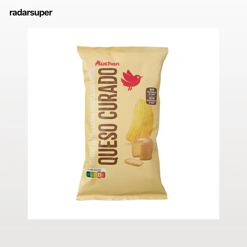 PRODUCTO ALCAMPO Patatas fritas lisas con sabor a queso curado bolsa de 160 g.