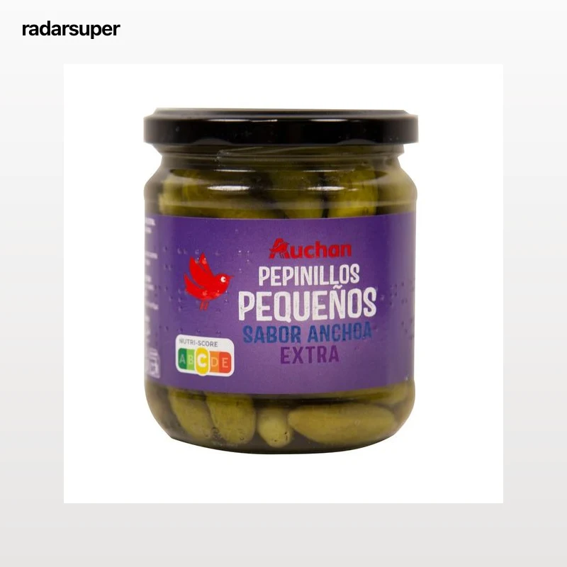 PRODUCTO ALCAMPO Pepinillos pequeños sabor a anchoa frasco de 180 g.