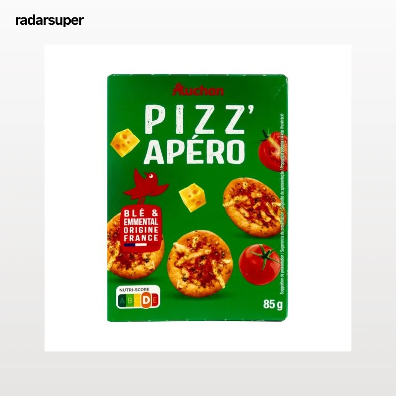 PRODUCTO ALCAMPO Pizz-apéro Crackers con queso Emmental, tomate y hierbas aromáticas 85 g.