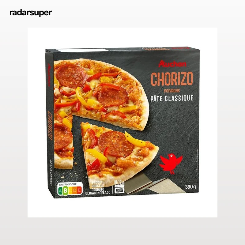 PRODUCTO ALCAMPO Pizza de chorizo, queso y pimiento con masa clásica 390 g.