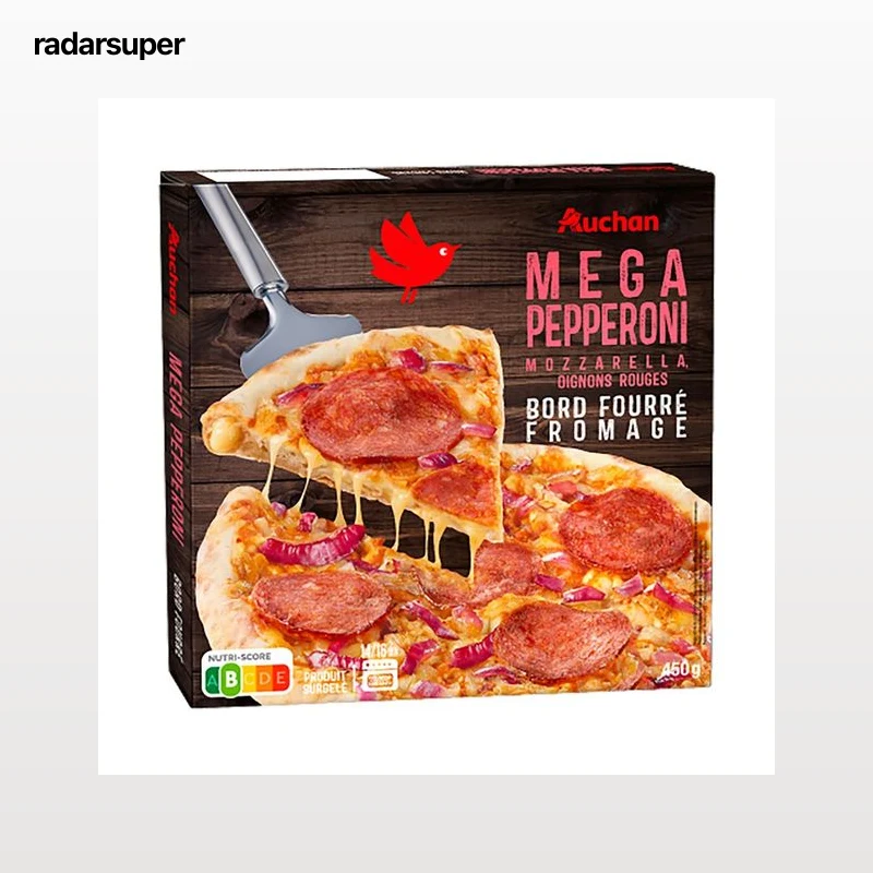 PRODUCTO ALCAMPO Pizza de mozarella, cebolla roja y pepperoni, con borde relleno de queso 450 g.