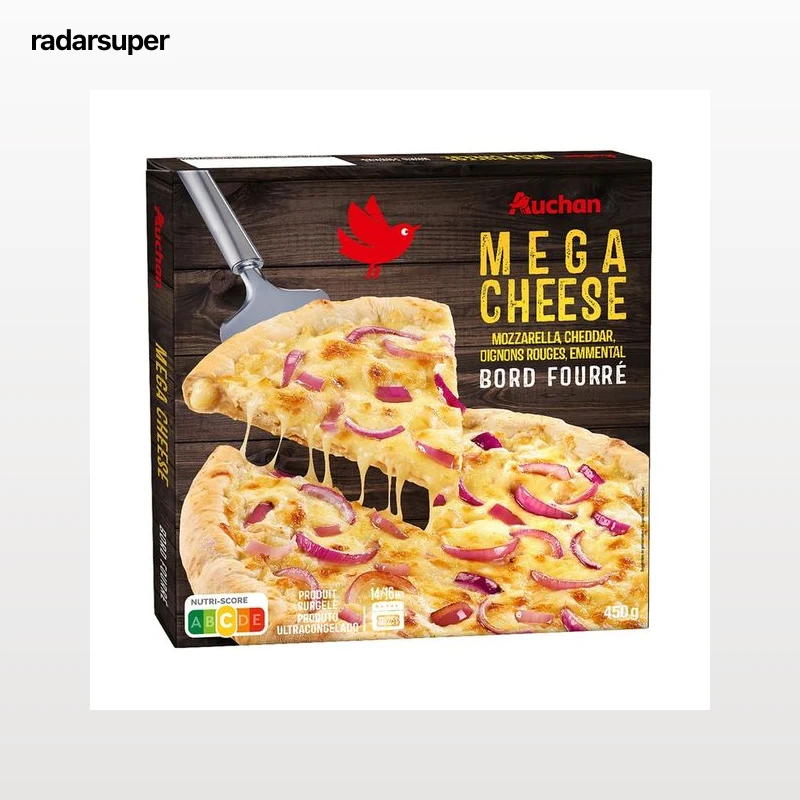 PRODUCTO ALCAMPO Pizza de mozarella, cheddar, cebolla roja y emmental con borde relleno de queso 450 g.