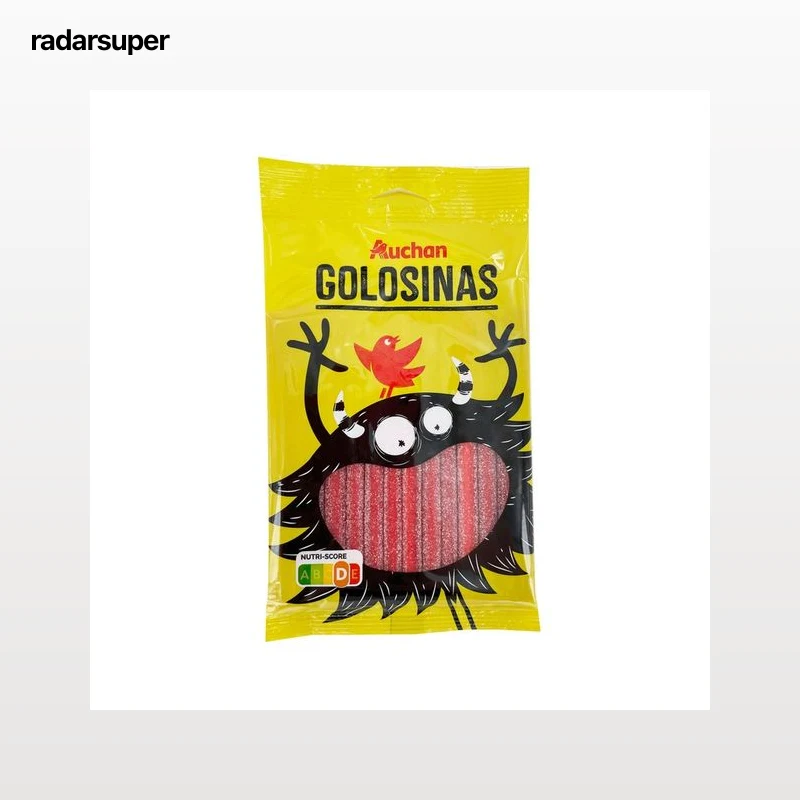 PRODUCTO ALCAMPO Regaliz pica con sabor fresa y relleno 125 g.
