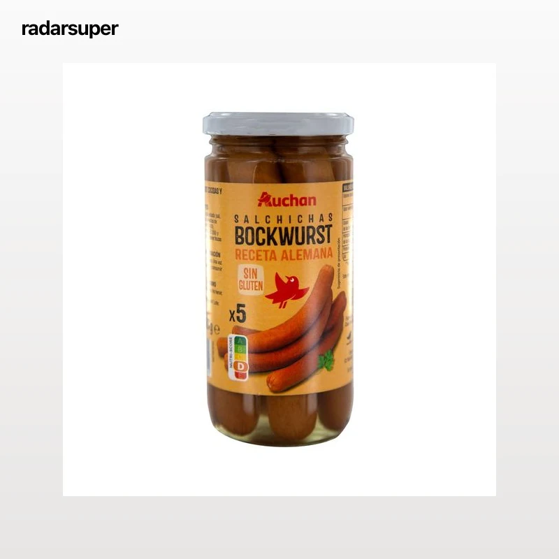 PRODUCTO ALCAMPO Salchichas Bockwurst cocidas y ahumadas PRODUCTO ALCAMPO frasco de 200 g.