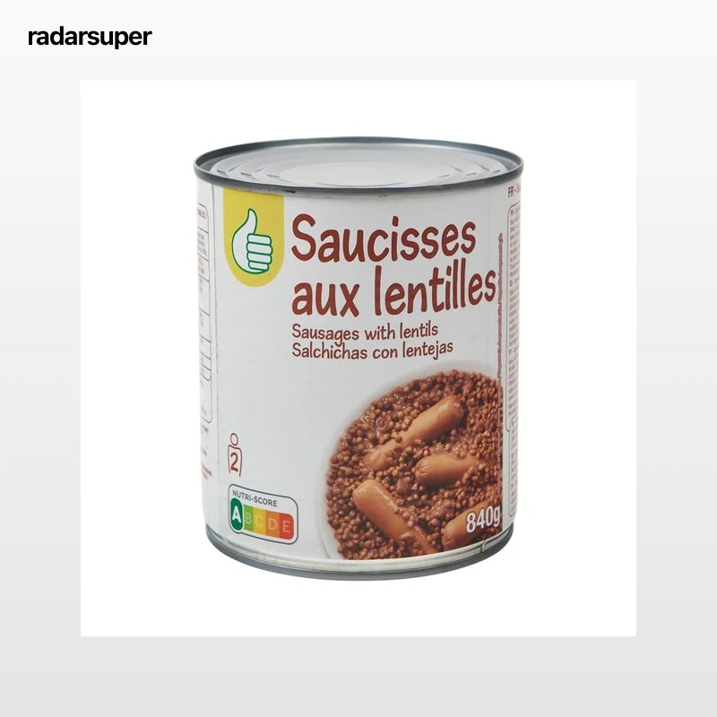 PRODUCTO ALCAMPO Salchichas con lentejas en conserva 840g