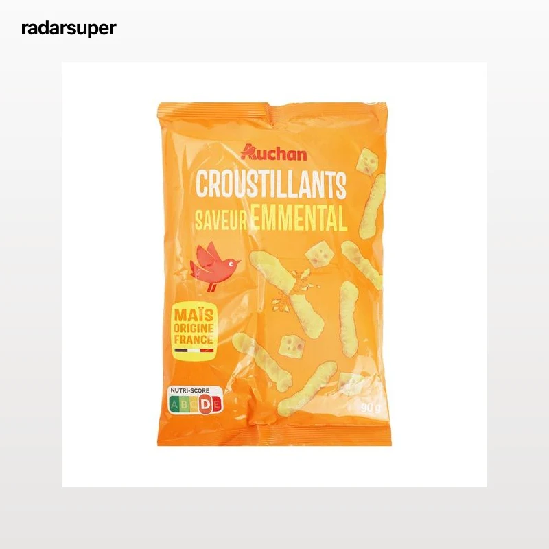 PRODUCTO ALCAMPO Snack de palitos de maíz con sabor a queso emmental bolsa de 90 g.