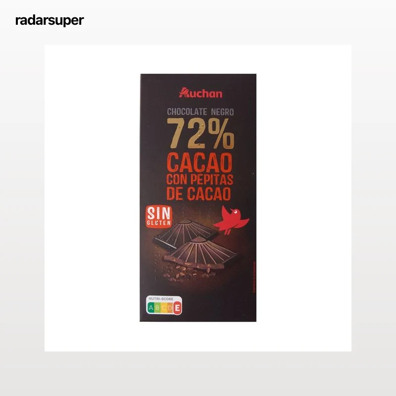 PRODUCTO ALCAMPO Tableta de chocolate negro 72 % cacao con pepitas de chocolate 100 g.