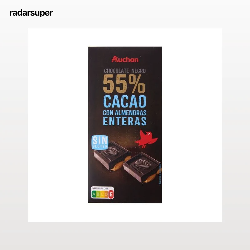 PRODUCTO ALCAMPO Tableta de chocolate negro con almendras enteras 200 g.