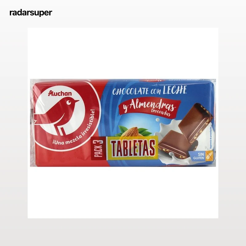 PRODUCTO ALCAMPO Tabletas de chocolate con leche y almendras troceadas 3 uds. 150 g.