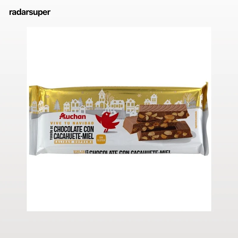 PRODUCTO ALCAMPO Turrón de chocolate con cacahuetes tostados y miel 250 g.