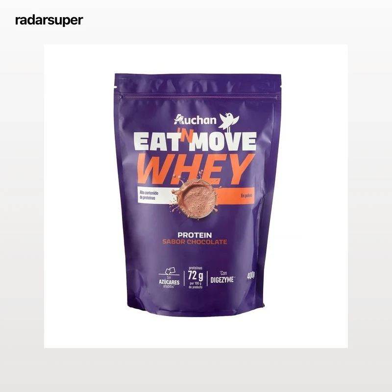 PRODUCTO ALCAMPO Whey protein sabor chocolate, con Digezyme y bajo contenido en azúcares 400 g.
