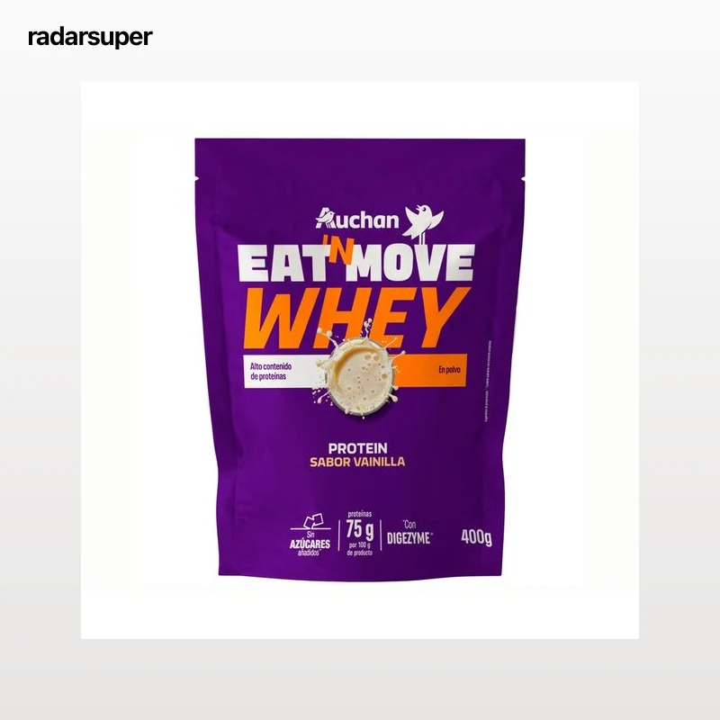 PRODUCTO ALCAMPO Whey protein sabor vainilla con Digezyme, sin azúcares añadido 400 g.