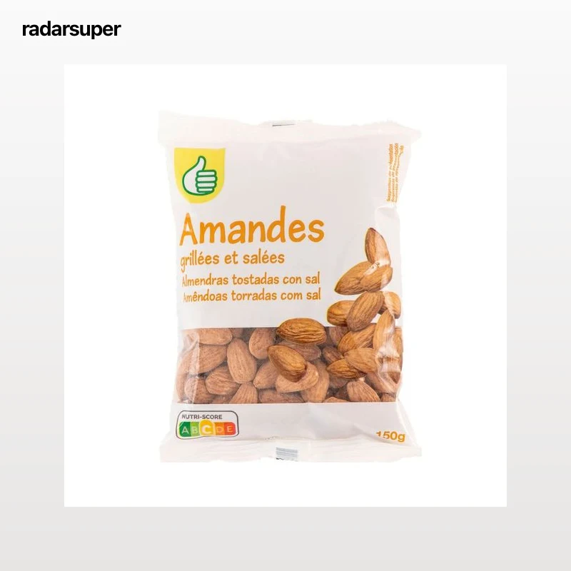 PRODUCTO ECONÓMICO ALCAMPO Almendras con piel tostadas y saladas 150 g.