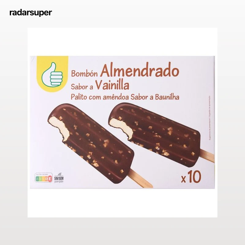 PRODUCTO ECONÓMICO ALCAMPO Bombón almendrado con sabor a vainilla 10 x 100 ml.