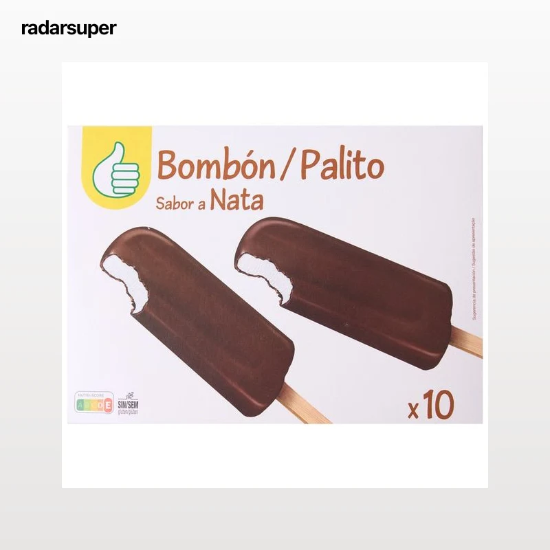 PRODUCTO ECONÓMICO ALCAMPO Bombón helado con sabor a nata y recubierto de cacao 10 x 75 ml.