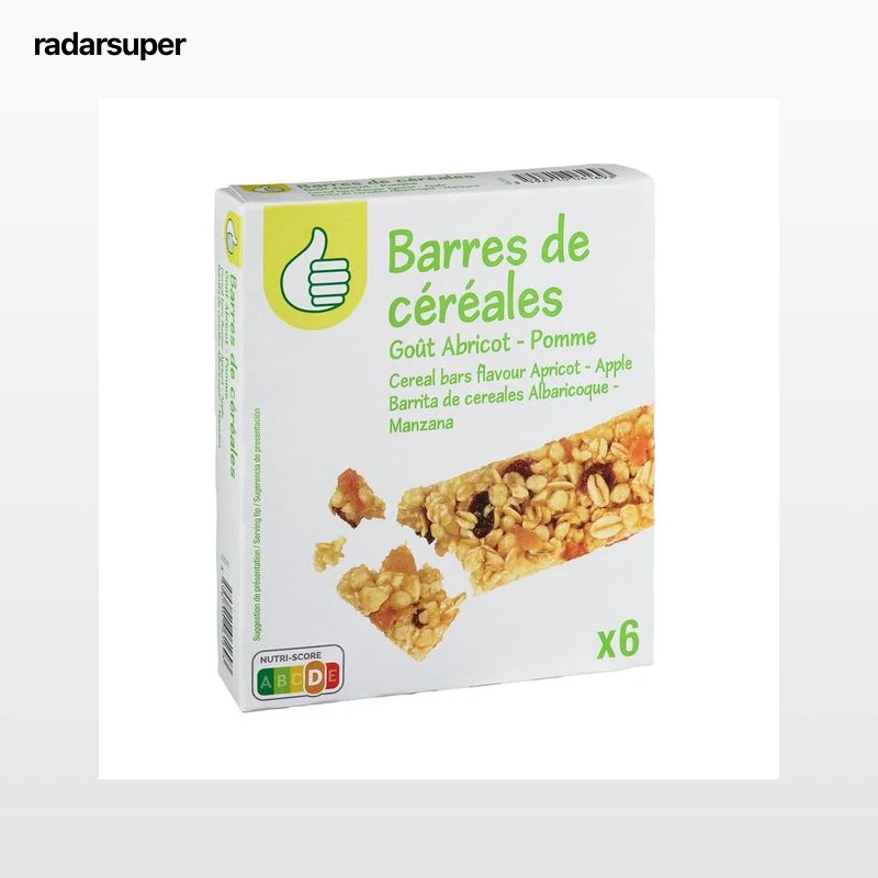 PRODUCTO ECONÓMICO ALCAMPO Cereales en barrita con manzana y albaricoque pack de 6 uds. x 21 gr