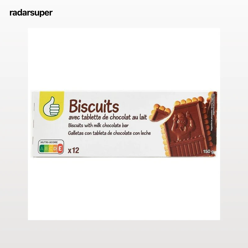 PRODUCTO ECONÓMICO ALCAMPO Galletas tableta chocolate con leche p 150 g.