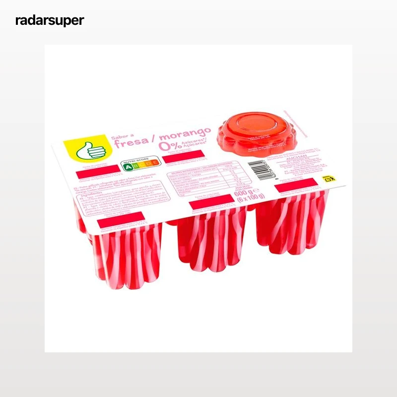 PRODUCTO ECONÓMICO ALCAMPO Gelatina con sabor a fresa sin azúcares añadidos 6x100 g.