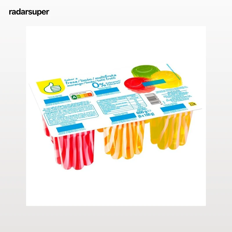 PRODUCTO ECONÓMICO ALCAMPO Gelatina de sabores surtidos sin azúcares añadidos 6x100 g.
