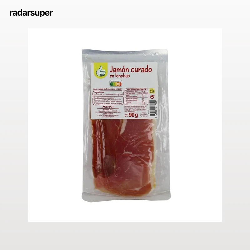 PRODUCTO ECONÓMICO ALCAMPO Jamón curado cortado en lonchas PRODUCTO ECONÓMICO ALCAMPO 90 g.