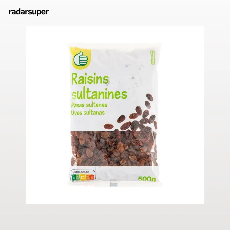 PRODUCTO ECONÓMICO ALCAMPO Pasa sultanas bolsa de 500 g.