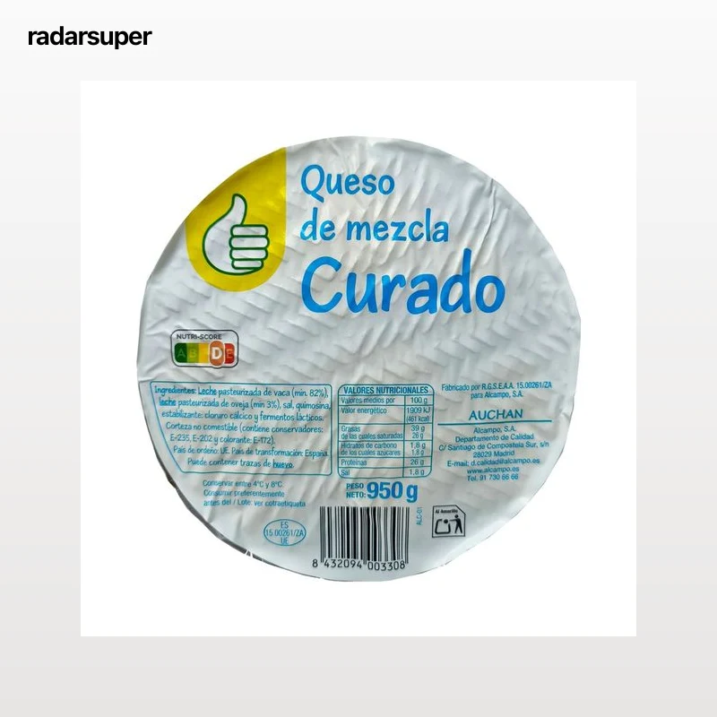 PRODUCTO ECONÓMICO ALCAMPO Queso mezcla curado 950 g.