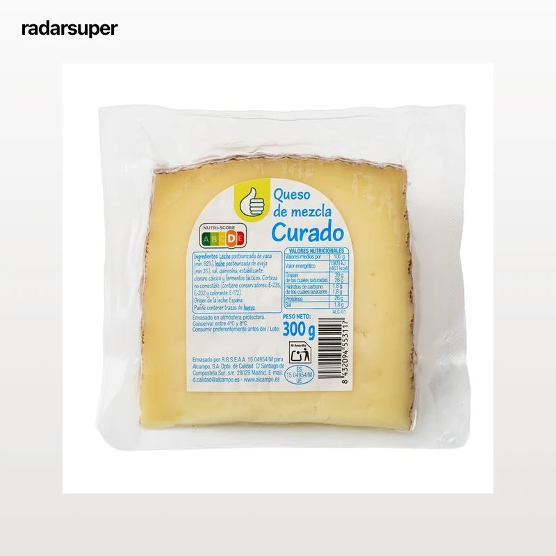 PRODUCTO ECONÓMICO ALCAMPO Queso mezcla curado PRODUCTO ECONÓMICO ALCAMPO 300 g.