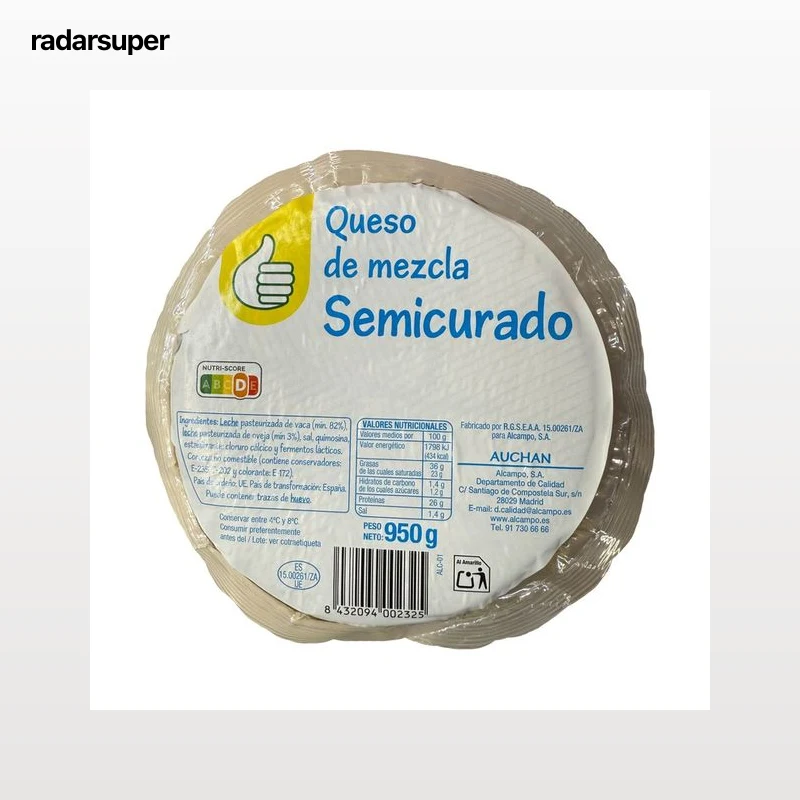 PRODUCTO ECONÓMICO ALCAMPO Queso mezcla semicurado (Vaca - Oveja) 950 g.