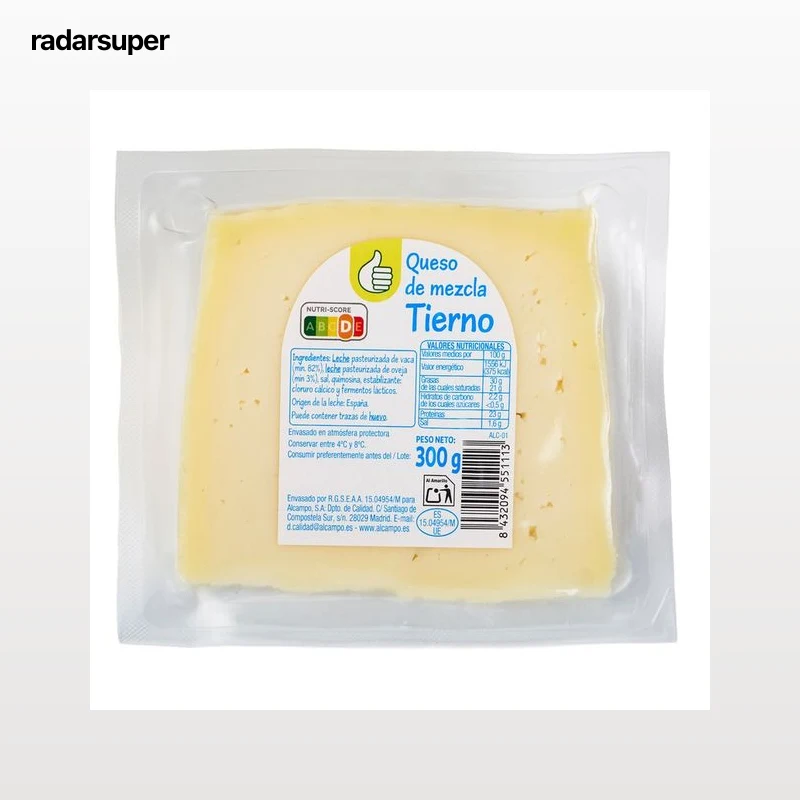 PRODUCTO ECONÓMICO ALCAMPO Queso mezcla tierno (vaca - oveja) 300 g.