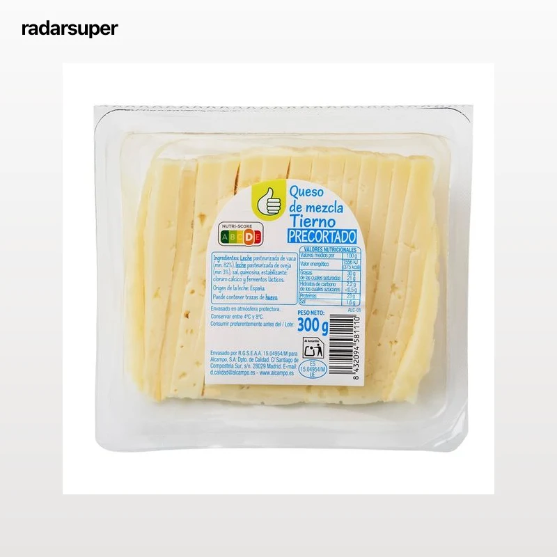 PRODUCTO ECONÓMICO ALCAMPO Queso mezcla tierno (vaca - oveja) precortado 300 g.