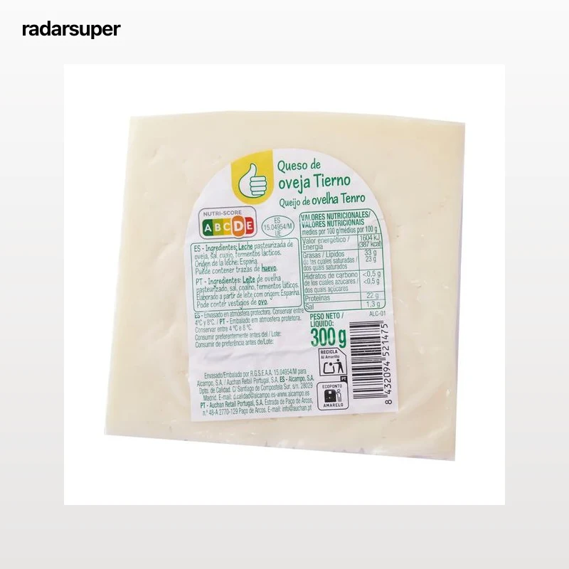 PRODUCTO ECONÓMICO ALCAMPO Queso de oveja tierno, cuña 350 g.