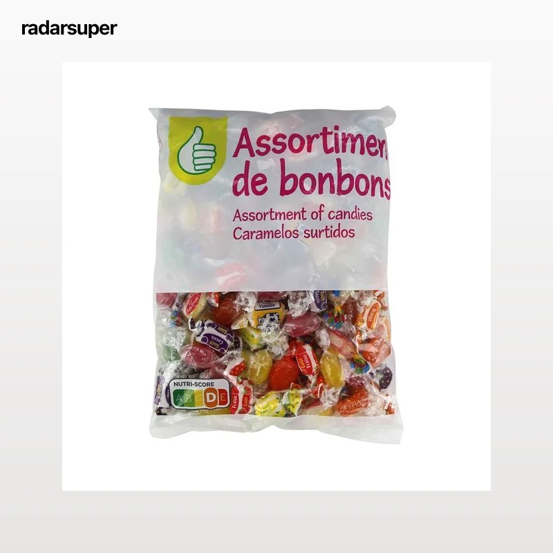 PRODUCTO ECONÓMICO ALCAMPO Surtido de caramelos duros con sabor a piña, tutti frutti, limón, naranja y frambuesa 450 g.