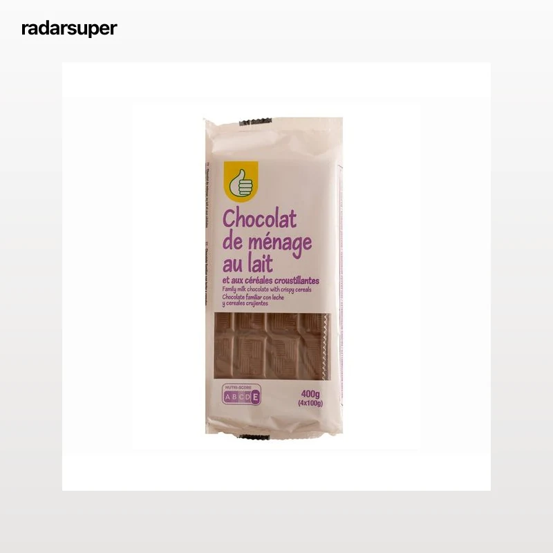 PRODUCTO ECONÓMICO ALCAMPO Tabletas de chocolate con leche y cereales crujientes 4 x 100 g.