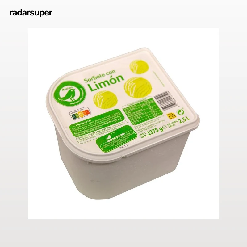 PRODUCTO ECONÓMICO ALCAMPO Tarrina de sorbete con limón PRODUCTO ECONÓMICO ALCAMPO 2.5 l.