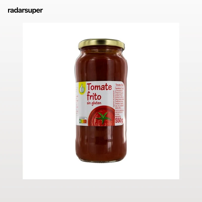 PRODUCTO ECONÓMICO ALCAMPO Tomate frito sin gluten frasco de 550 g.