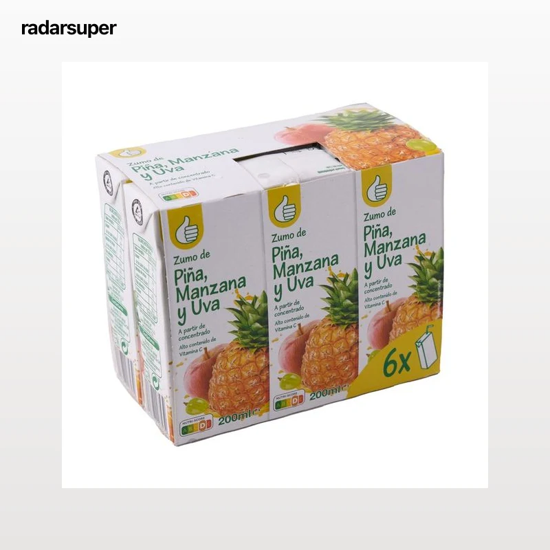PRODUCTO ECONÓMICO ALCAMPO Zumo de piña, manzana y uva pack de 6 uds x 20 cl.