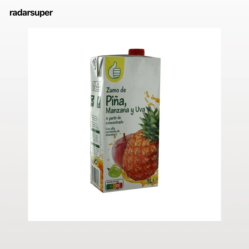 PRODUCTO ECONÓMICO ALCAMPO Zumo de piña, manzana y uva PRODUCTO ECONÓMICO ALCAMPO brick de 1 l.