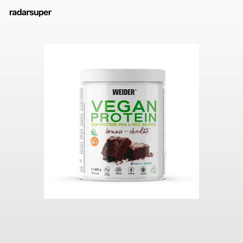 Proteína vegana de chocolate Weider sin gluten 300 g.