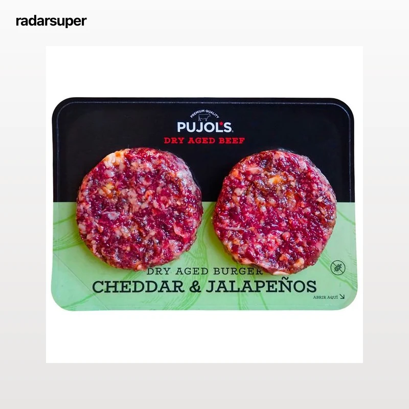 PUJOL´S Burger meat de carne de res seca y madurada con cheddar y jalapeños 2 x 150 g.