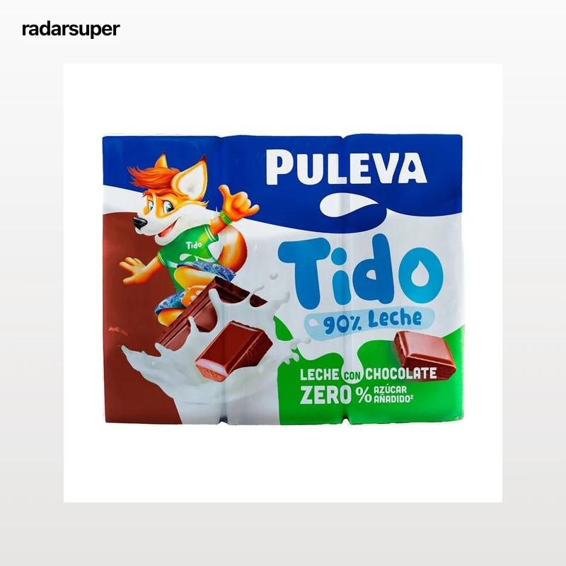 PULEVA Batido de chocolate sin colorantes ni conservantes ni azúcares añadidos PULEVA Zero 6 x 200 ml.